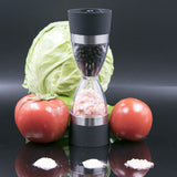 Stainless Steel Salt and Pepper Grinder Set 2 In 1 Seasoning Tank with Adjustable Grind Size - 45-Degree Angle