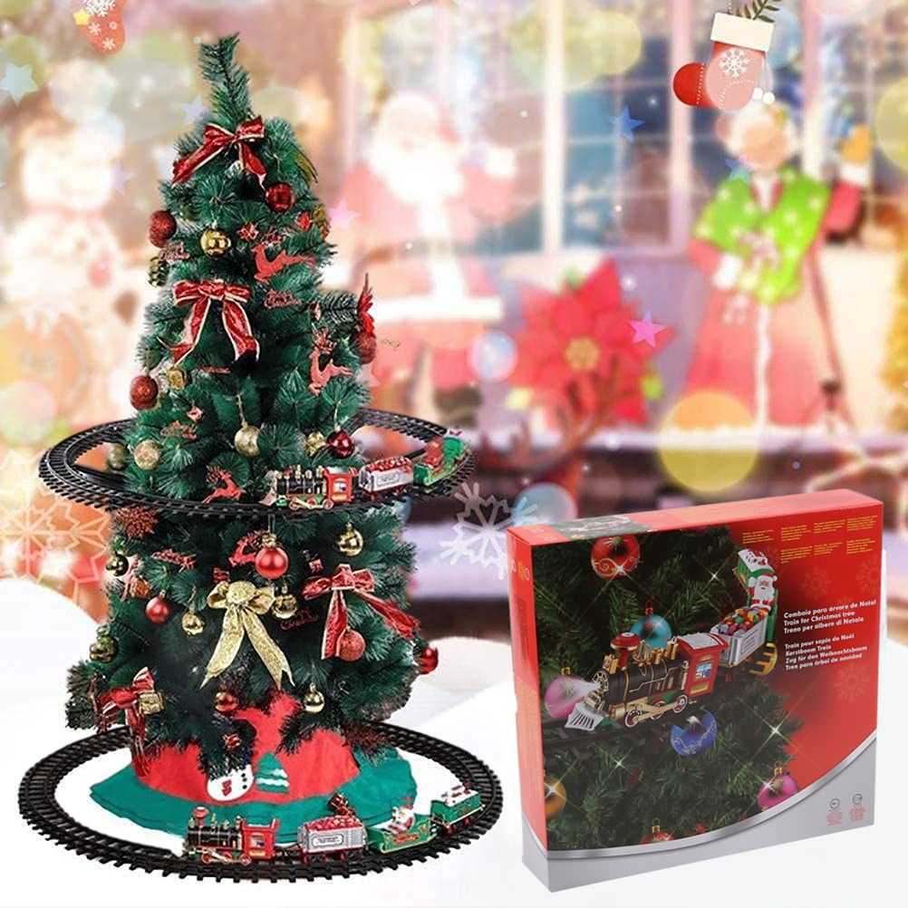 Christmas Train Set with Sounds and Lights Electric Rail Car Toy Mini Train Toy Set for Christmas and Home Decoration