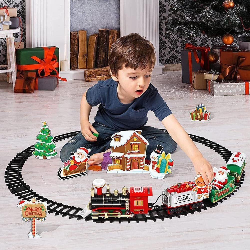 Christmas Train Set with Sounds and Lights Electric Rail Car Toy Mini Train Toy Set for Christmas and Home Decoration