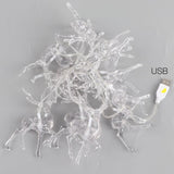 Christmas Indoor Reindeer Lights Decorations 10 LED Warm White String Lights USB Battery Powered Fairy Lighting Xmas Gifts