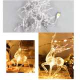 Christmas Indoor Reindeer Lights Decorations 10 LED Warm White String Lights USB Battery Powered Fairy Lighting Xmas Gifts