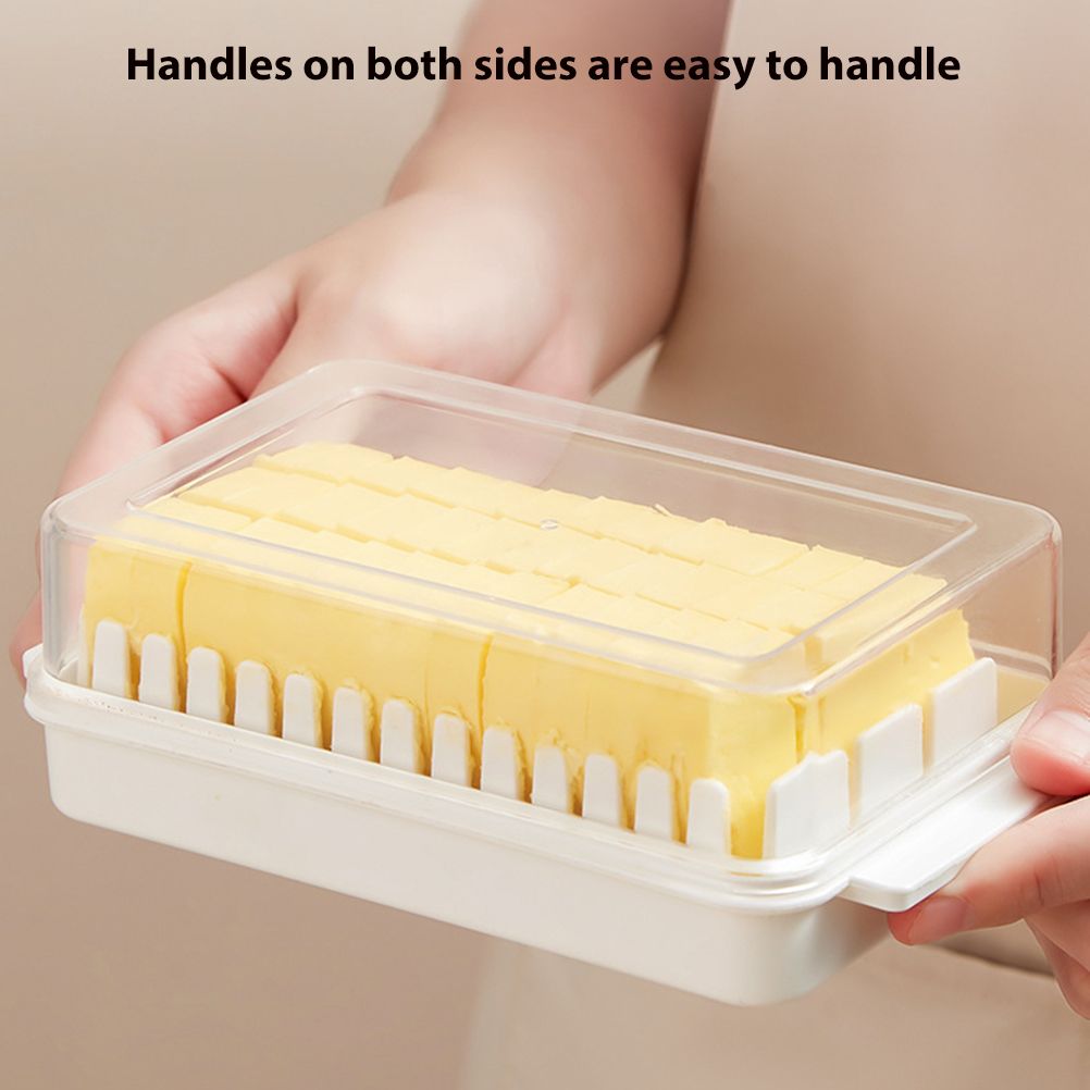 Butter Dish with Lid for Countertop Plastic Butter Keeper and Cutting Slot for Dividing and Storing Butter Container
