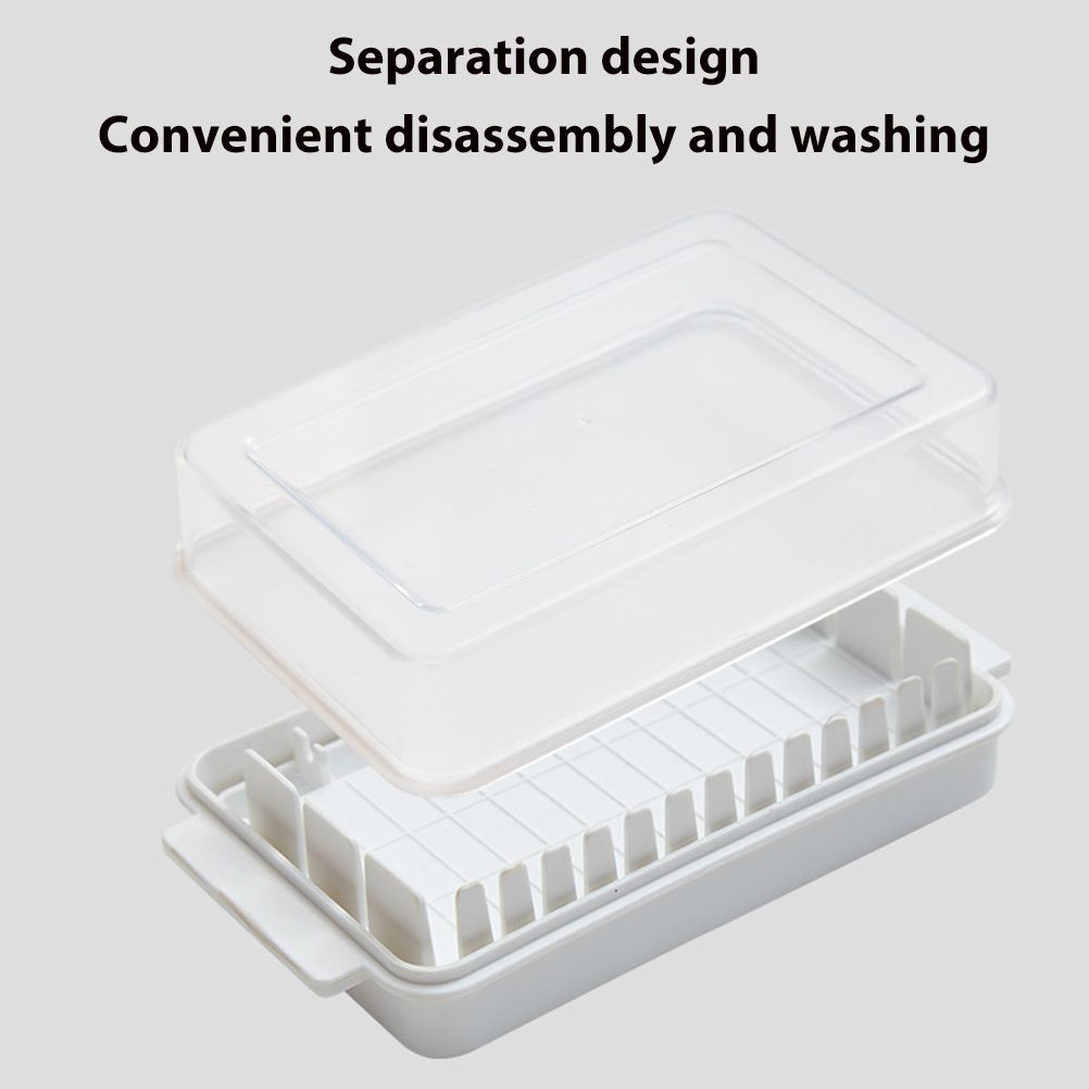 Butter Dish with Lid for Countertop Plastic Butter Keeper and Cutting Slot for Dividing and Storing Butter Container