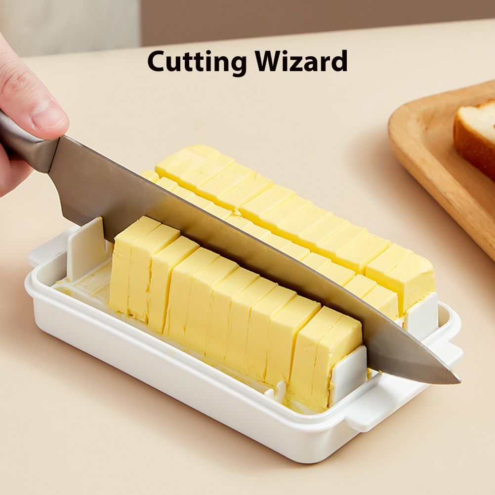 Butter Dish with Lid for Countertop Plastic Butter Keeper and Cutting Slot for Dividing and Storing Butter Container