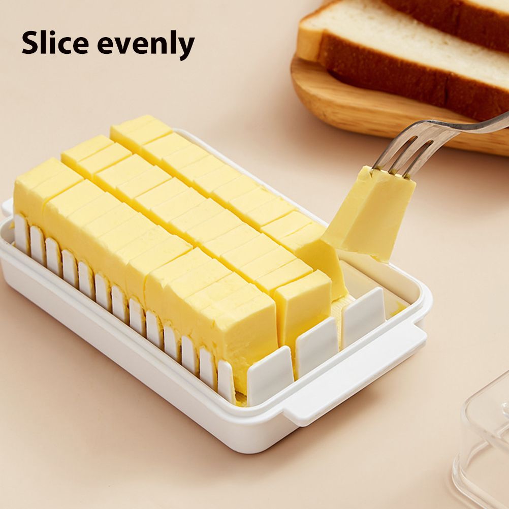 Butter Dish with Lid for Countertop Plastic Butter Keeper and Cutting Slot for Dividing and Storing Butter Container