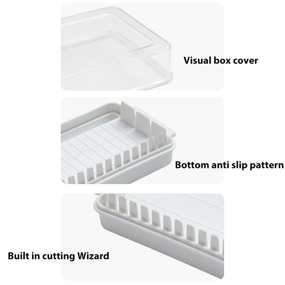 Butter Dish with Lid for Countertop Plastic Butter Keeper and Cutting Slot for Dividing and Storing Butter Container