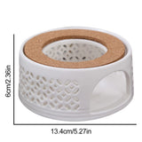 Teapot Warmer Porcelain Tea Heater without Electricity Candles Heating White Teapot Heater Winter Tea Warmer for Home Tea House - Front View