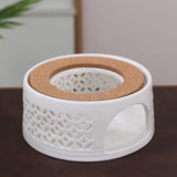 Teapot Warmer Porcelain Tea Heater without Electricity Candles Heating White Teapot Heater Winter Tea Warmer for Home Tea House - Close-Up Angle