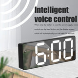 LED Digital Alarm Clock with Voice Control and Temperature Display Bedside Clock Adjustable Brightness Mirror Alarm - Extra Image