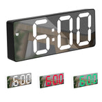 LED Digital Alarm Clock with Voice Control and Temperature Display Bedside Clock Adjustable Brightness Mirror Alarm