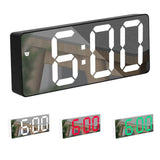 LED Digital Alarm Clock with Voice Control and Temperature Display Bedside Clock Adjustable Brightness Mirror Alarm - Side View