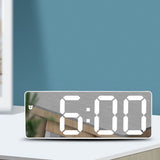 LED Digital Alarm Clock with Voice Control and Temperature Display Bedside Clock Adjustable Brightness Mirror Alarm