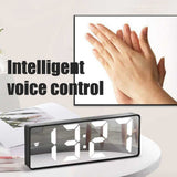 LED Digital Alarm Clock with Voice Control and Temperature Display Bedside Clock Adjustable Brightness Mirror Alarm