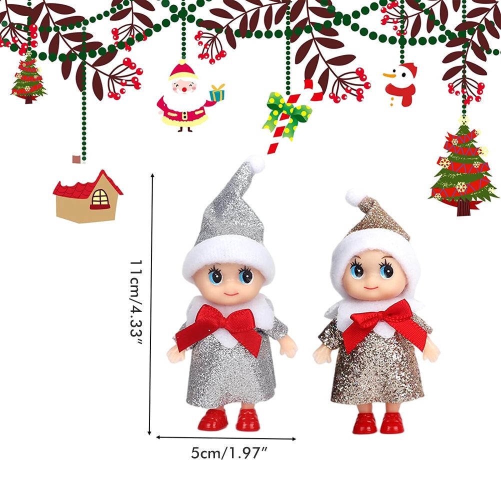 4 Pcs Christmas Baby Elf Doll Christmas Tiny Elf Doll Christmas Mini Elf Baby Doll Toys Baby Elves Dolls Toy for Kids Xmas Gift