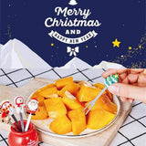 Christmas Silicone Fruit Fork Salad Fork Stainless Steel Children s Food Fork with Ceramic Cup Holder Reusable Fruit Fork Christmas Gift - 45-Degree Angle