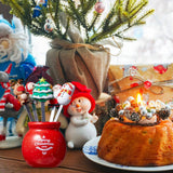 Christmas Silicone Fruit Fork Salad Fork Stainless Steel Children s Food Fork with Ceramic Cup Holder Reusable Fruit Fork Christmas Gift - Close-Up Angle