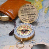 Luminous Compass Dad To Son Enjoy The Ride Gift for Camping Outdoor Activities Navigation Tool - Low Angle