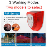 Solar Sound and Light Alarm Motion Sensor 110DB Sound Alert LED Flash Warning Strobe Security Alarm System for House Farm Villa - 45-Degree Angle