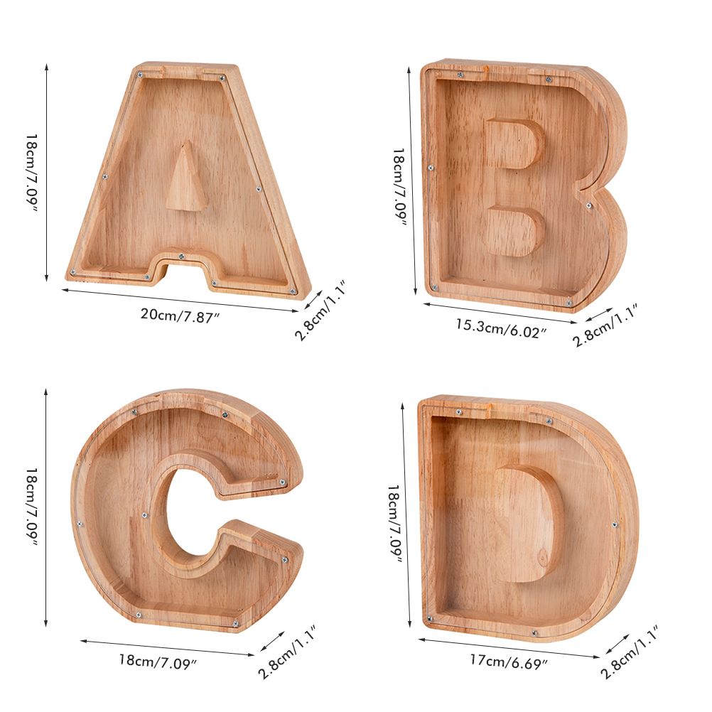 Piggy Bank Toy Alphabets Wooden Coin Piggy Bank Educational Gift for Kids Children Money Box