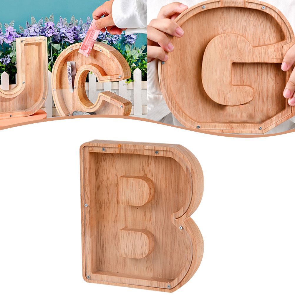 Piggy Bank Toy Alphabets Wooden Coin Piggy Bank Educational Gift for Kids Children Money Box