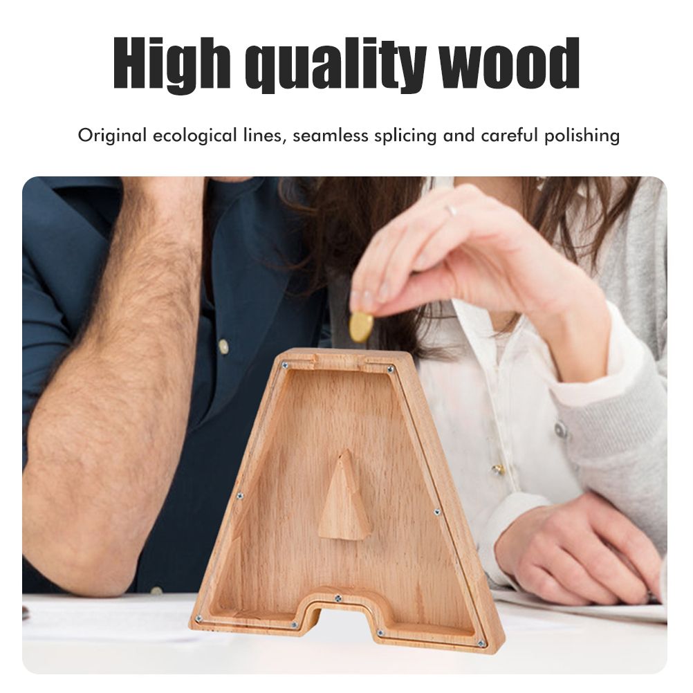 Piggy Bank Toy Alphabets Wooden Coin Piggy Bank Educational Gift for Kids Children Money Box