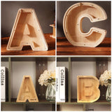 Piggy Bank Toy Alphabets Wooden Coin Piggy Bank Educational Gift for Kids Children Money Box - Rear View