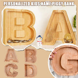 Piggy Bank Toy Alphabets Wooden Coin Piggy Bank Educational Gift for Kids Children Money Box