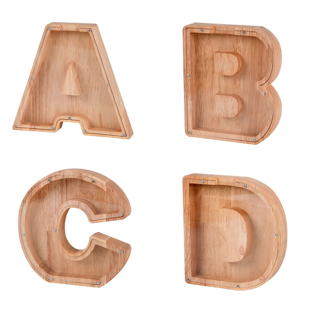 Piggy Bank Toy Alphabets Wooden Coin Piggy Bank Educational Gift for Kids Children Money Box