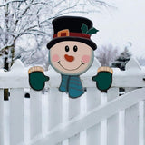 Christmas Home Decor Christmas Themed Santa Snowman Garden Fence Topper Ornament Holiday Hanging Decor Gift - Side View