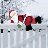 Christmas Home Decor Christmas Themed Santa Snowman Garden Fence Topper Ornament Holiday Hanging Decor Gift - Rear View