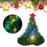 Luminous Christmas Tree Hat with Star for Christmas Party Fancy Dress Props for Kids Adult Xmas Green Hat