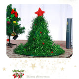 Luminous Christmas Tree Hat with Star for Christmas Party Fancy Dress Props for Kids Adult Xmas Green Hat - Top-Down View