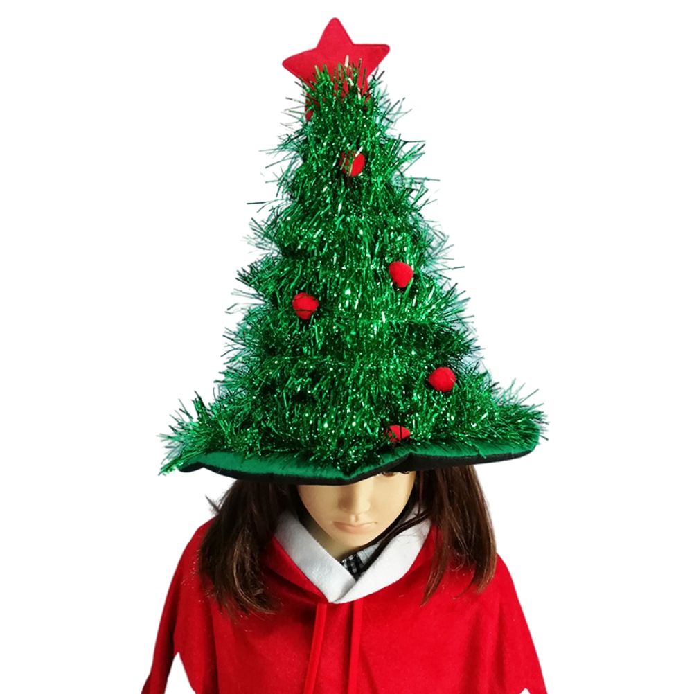 Luminous Christmas Tree Hat with Star for Christmas Party Fancy Dress Props for Kids Adult Xmas Green Hat