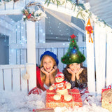 Luminous Christmas Tree Hat with Star for Christmas Party Fancy Dress Props for Kids Adult Xmas Green Hat