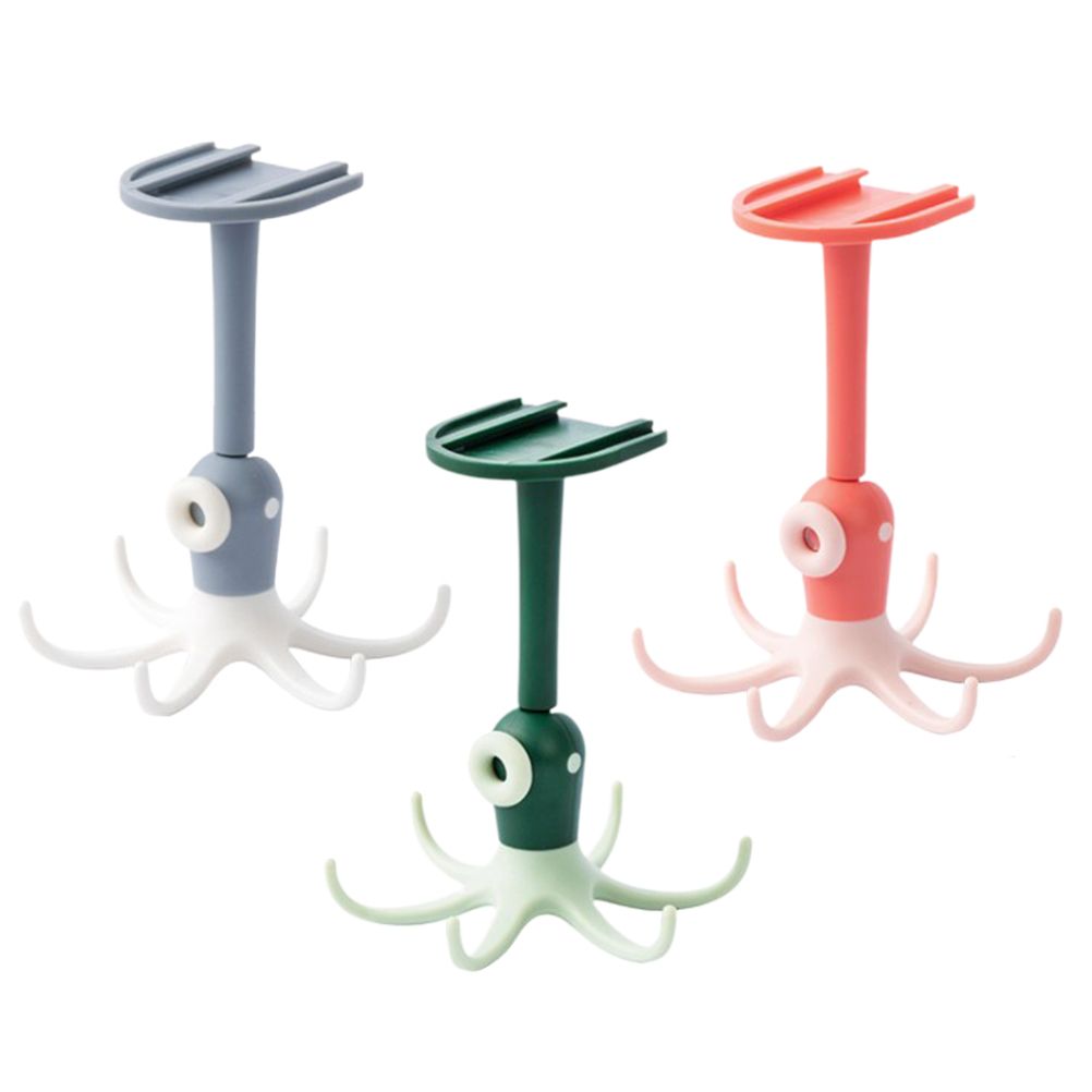 Kitchen 360° Rotated Hooks Punching Free Six Claw Hook Storage Rack for Cooking Accessories Cabinet Bathroom Organizer