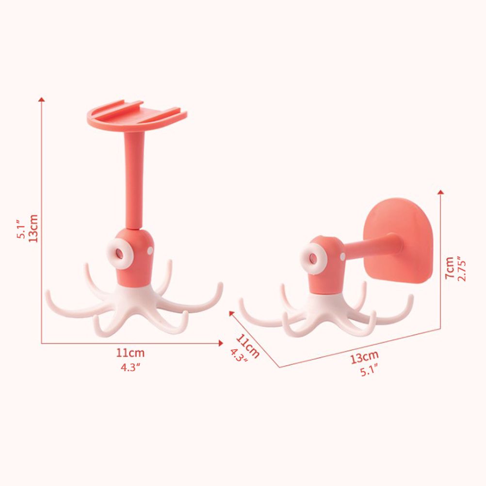 Kitchen 360° Rotated Hooks Punching Free Six Claw Hook Storage Rack for Cooking Accessories Cabinet Bathroom Organizer