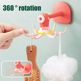 Kitchen 360° Rotated Hooks Punching Free Six Claw Hook Storage Rack for Cooking Accessories Cabinet Bathroom Organizer