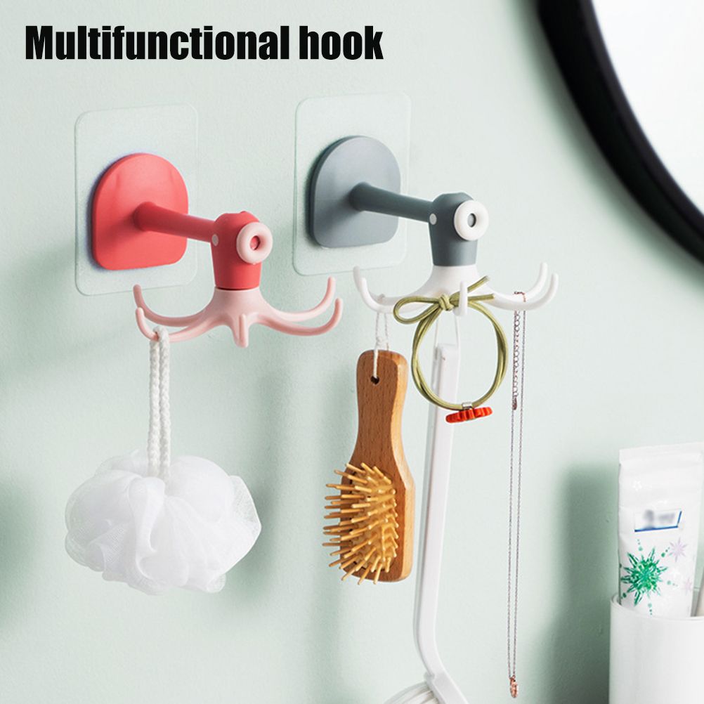 Kitchen 360° Rotated Hooks Punching Free Six Claw Hook Storage Rack for Cooking Accessories Cabinet Bathroom Organizer