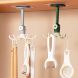 Kitchen 360° Rotated Hooks Punching Free Six Claw Hook Storage Rack for Cooking Accessories Cabinet Bathroom Organizer