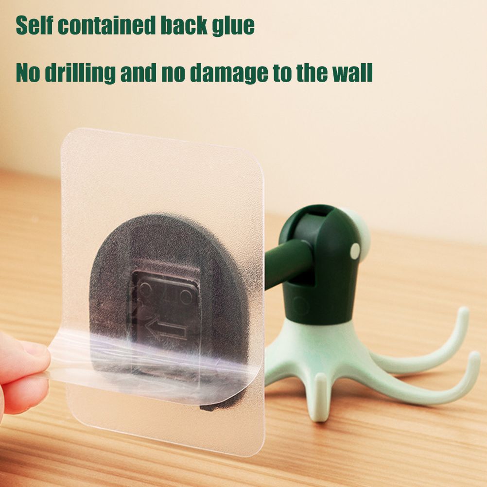 Kitchen 360° Rotated Hooks Punching Free Six Claw Hook Storage Rack for Cooking Accessories Cabinet Bathroom Organizer