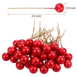 100Pcs Artificial Holly Berries 10mm Plastic Berries Decor on Wire for Christmas Tree Decorations Berry Garland Flower Wreath DIY Crafts - Front View