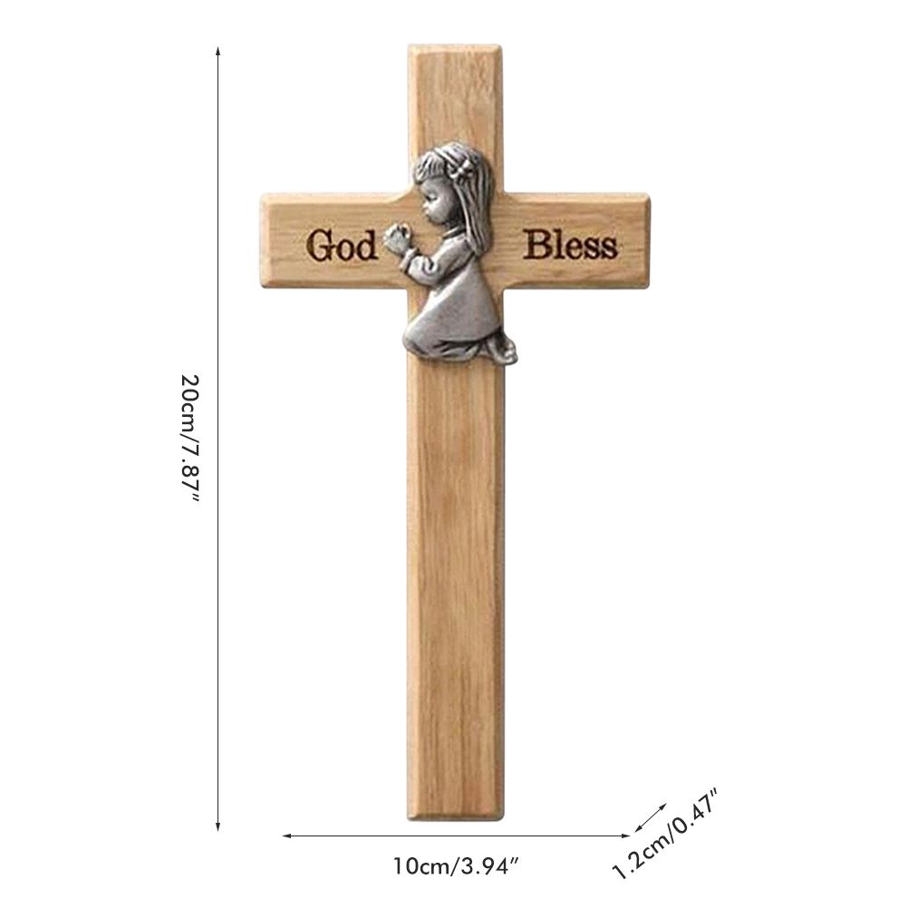 Praying Little Boy Wood Cross Wooden Blessing Cross Christmas Decoration Crafts Gifts for Newborns or Children