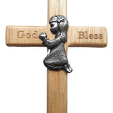 Praying Little Boy Wood Cross Wooden Blessing Cross Christmas Decoration Crafts Gifts for Newborns or Children