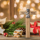 Praying Little Boy Wood Cross Wooden Blessing Cross Christmas Decoration Crafts Gifts for Newborns or Children - Rear View