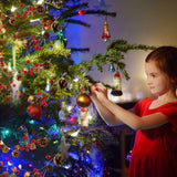 LED Christmas String Lights Decoration with Pine Cone Needles Red Berry Bell for Indoor Outdoor Christmas Party Holiday Decor