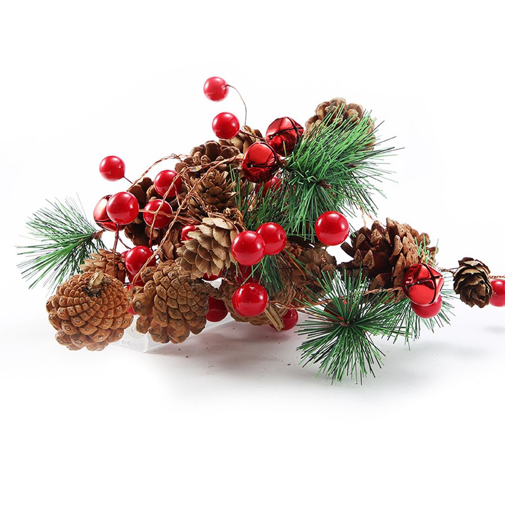 LED Christmas String Lights Decoration with Pine Cone Needles Red Berry Bell for Indoor Outdoor Christmas Party Holiday Decor