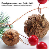 LED Christmas String Lights Decoration with Pine Cone Needles Red Berry Bell for Indoor Outdoor Christmas Party Holiday Decor