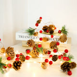 LED Christmas String Lights Decoration with Pine Cone Needles Red Berry Bell for Indoor Outdoor Christmas Party Holiday Decor