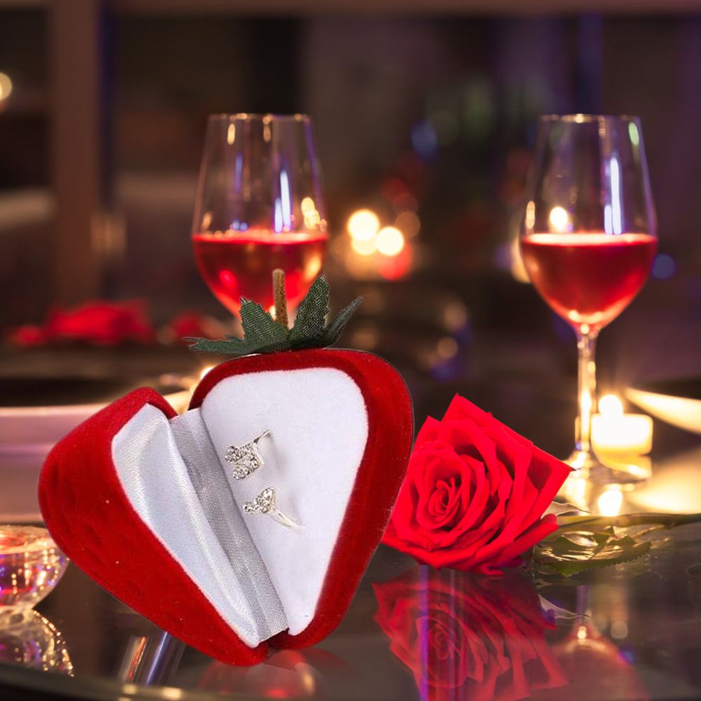 Ring Storage Case Cute Strawberry Shape Ring Protector Jewelry Box for Engagement and Wedding