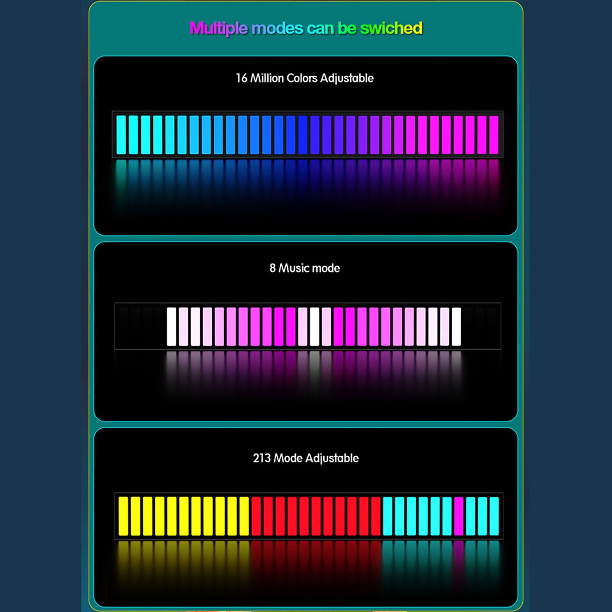 Sound Reactive LED Light Bar RGB Colorful APP Control Audio Music Rhythm Dynamic Strip Light for Car Gaming PC TV Room